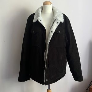 Levi Strauss black corduroy jacket lined with Sherpa fabric.